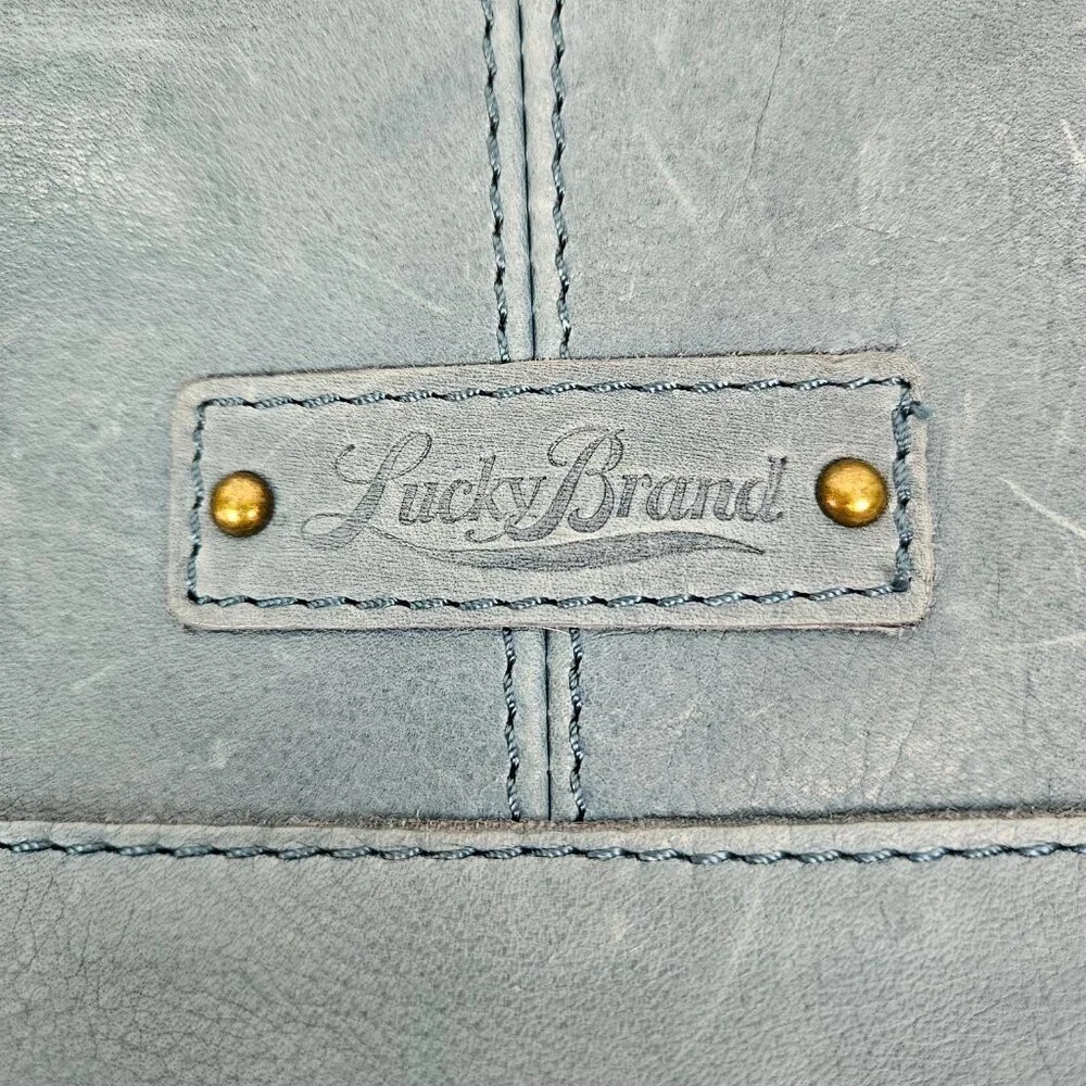 Lucky Brand Boho Blue Leather Crossbody Bag - Picture 14 of 16